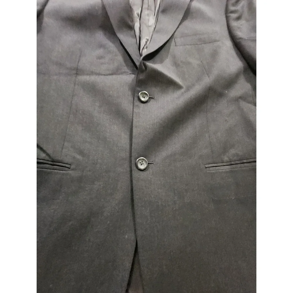 Pronto Uomo Men's Suit Jacket 43L Black 2 Button Wool Sport Coat‎ Blazer